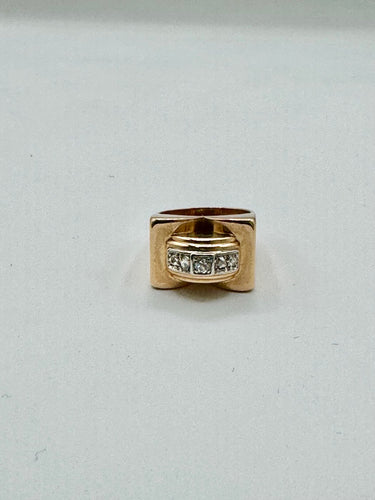 Ring tank i gult guld og diamanter 