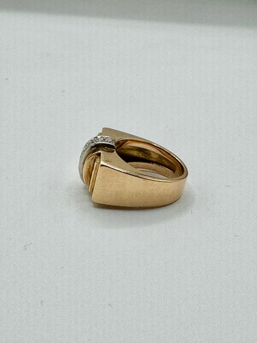 Tank - Ring i gult guld, diamanter og rubiner 