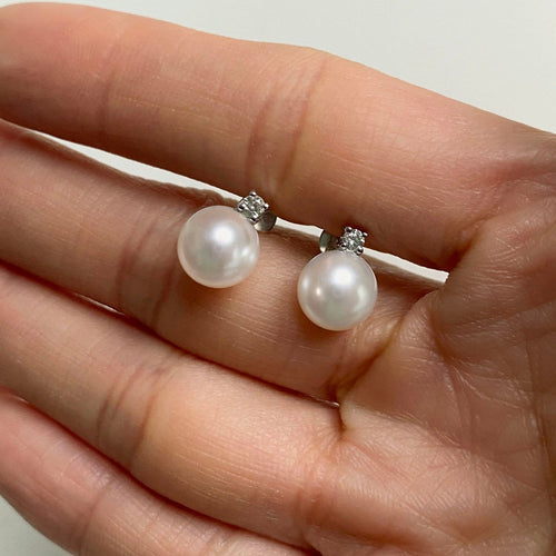 Boucles d'oreilles Underwater - Boucles d'oreilles en or blanc, perles Akoya et diamants 58 Facettes GER1321WG