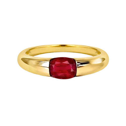 Bague 53 Single Tulip - Bague en or 18K et rubis ovale 58 Facettes GBR1225RB