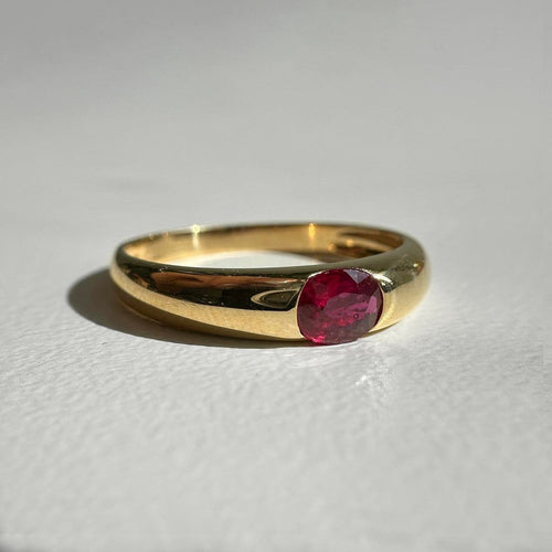 Bague 53 Single Tulip - Bague en or 18K et rubis ovale 58 Facettes GBR1225RB