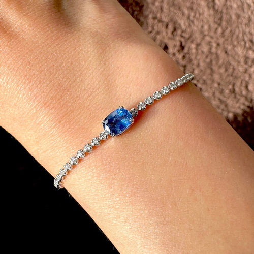Bracelet AITCHES - Bracelet tennis en or blanc 18K avec saphir et diamants 58 Facettes GBT1042WG