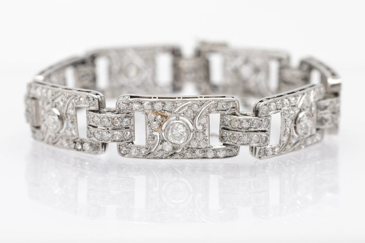 Bracelet Art Déco - Bracelet en platine et diamants taille ancienne 58 Facettes 12151