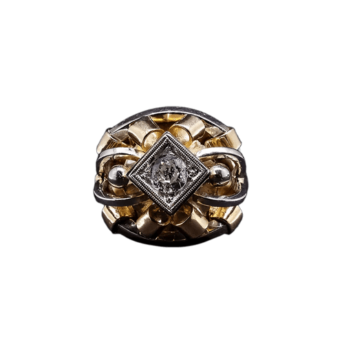 Tank - Ring in geel- en witgoud 0,45 ct 