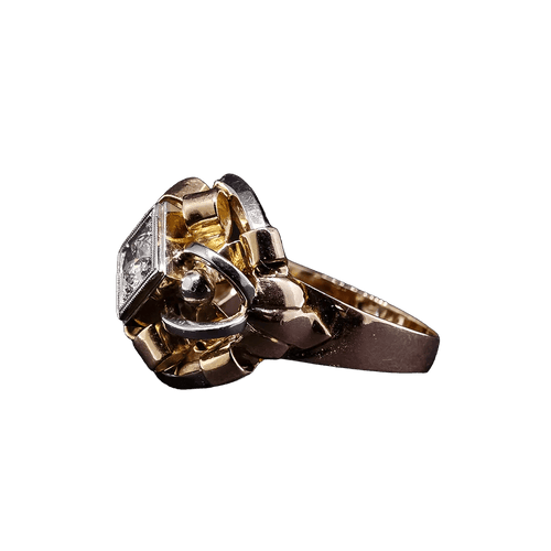 Tank - Ring in geel- en witgoud 0,45 ct 
