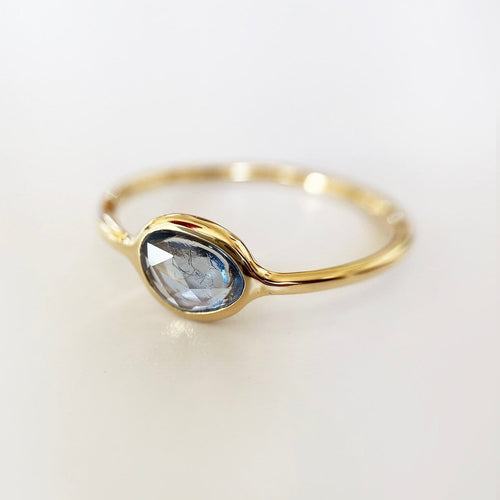 Bague 57 Love More - Bague en or 18 carats et saphir bleu 58 Facettes GBR1206YB
