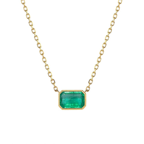 Collier Collier serti clos en or 18 carats et émeraude 58 Facettes GPD1070YG