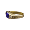 Bague Chevalière - Bague en or jaune 18K avec diamants et verre cobalt 58 Facettes RING - 006