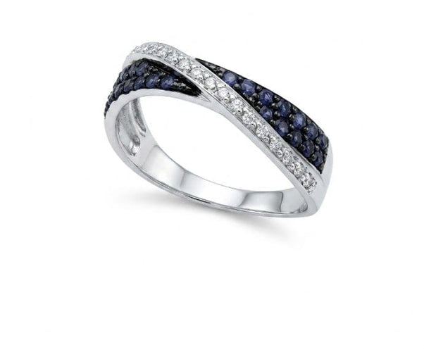 Bague Bague sertie de saphir et diamants 58 Facettes Bague saphirs diamants
