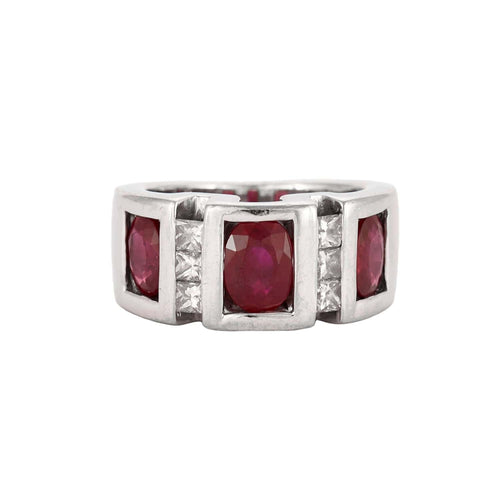 Bague 53 Bague en or blanc 18 carats, diamants et rubis 58 Facettes BO/230061/
