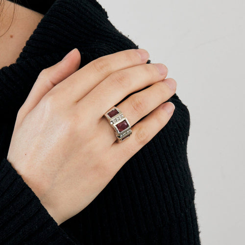 Bague 53 Bague en or blanc 18 carats, diamants et rubis 58 Facettes BO/230061/