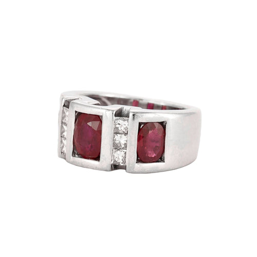 Bague 53 Bague en or blanc 18 carats, diamants et rubis 58 Facettes BO/230061/