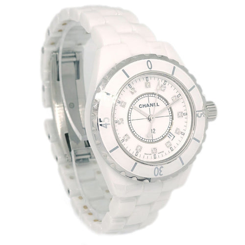 Montre Chanel J12 - Montre quartz en céramique et acier inoxydable avec index diamant 58 Facettes kgizel3xi7