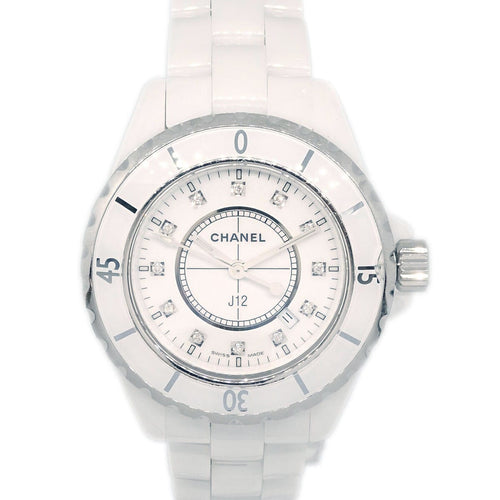 Montre Chanel J12 - Montre quartz en céramique et acier inoxydable avec index diamant 58 Facettes kgizel3xi7