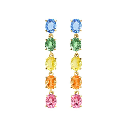 Boucles d'oreilles AITCHES - Boucles d'oreilles saphirs arc-en-ciel en or 18K 58 Facettes GER1018YG