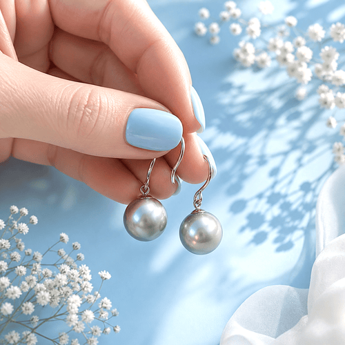 Boucles d'oreilles Boucles d’oreilles pendantes - Perles de culture de Tahiti rondes en or blanc 18K 58 Facettes 1783