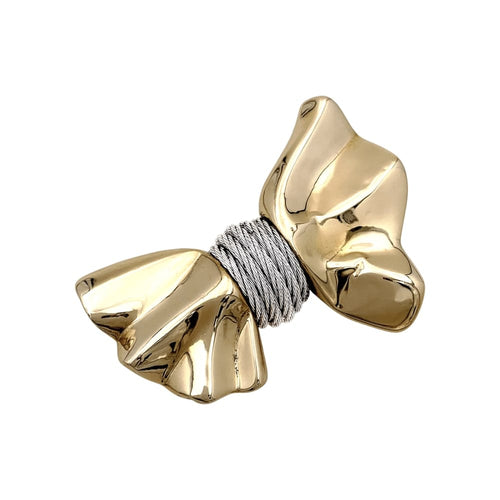 Broche Broche Fred, "Nœud", or jaune et acier. 58 Facettes 35428