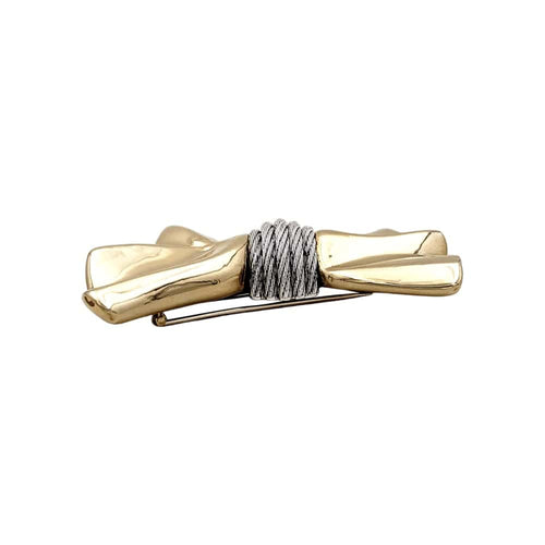Broche Broche Fred, "Nœud", or jaune et acier. 58 Facettes 35428