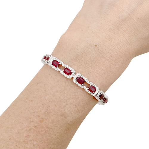 Bracelet Bracelet or blanc, diamants et rubis. 58 Facettes 35546