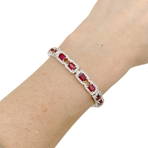 Bracelet Bracelet or blanc, diamants et rubis. 58 Facettes 35546