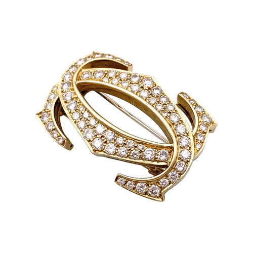 Broche Broche Cartier, "Double C", or jaune, diamants. 58 Facettes 35457