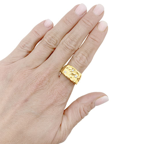 Bague 56 Bague chevalière, or jaune, diamants. 58 Facettes 35628