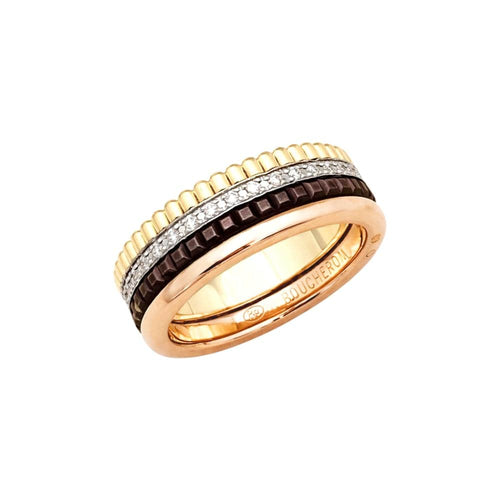 Bague 53 Bague Boucheron,"Quatre Classique Small", trois tons d'or, PVD marron et diamants. 58 Facettes 35621