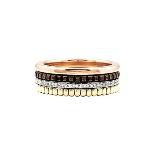 Bague 53 Bague Boucheron,"Quatre Classique Small", trois tons d'or, PVD marron et diamants. 58 Facettes 35621