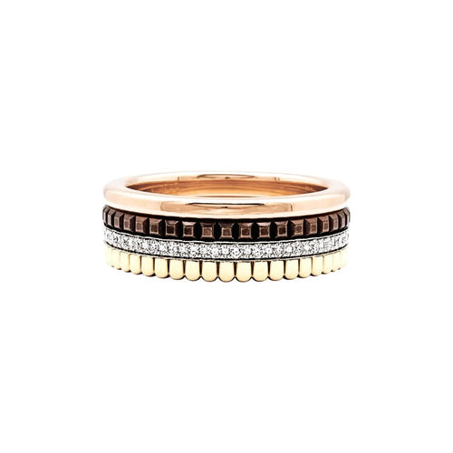 Bague 53 Bague Boucheron,"Quatre Classique Small", trois tons d'or, PVD marron et diamants. 58 Facettes 35621