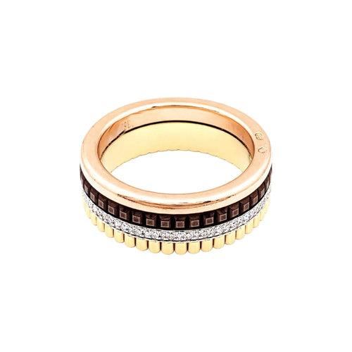Bague 53 Bague Boucheron,"Quatre Classique Small", trois tons d'or, PVD marron et diamants. 58 Facettes 35621