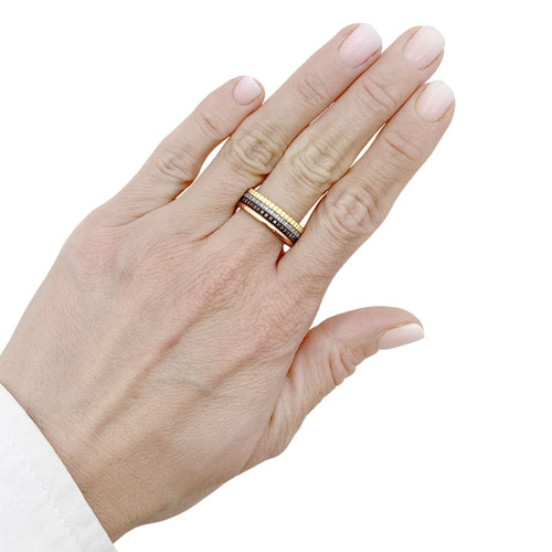 Bague 53 Bague Boucheron,"Quatre Classique Small", trois tons d'or, PVD marron et diamants. 58 Facettes 35621
