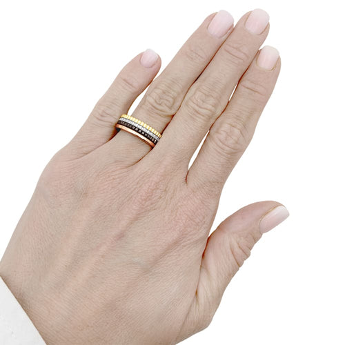 Bague 53 Bague Boucheron,"Quatre Classique Small", trois tons d'or, PVD marron et diamants. 58 Facettes 35621