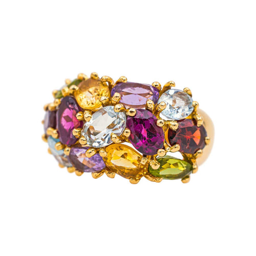 Bague 55 Bague  Cocktail Or jaune Grenat, Aigue-marine, Péridot 58 Facettes 5560099CN