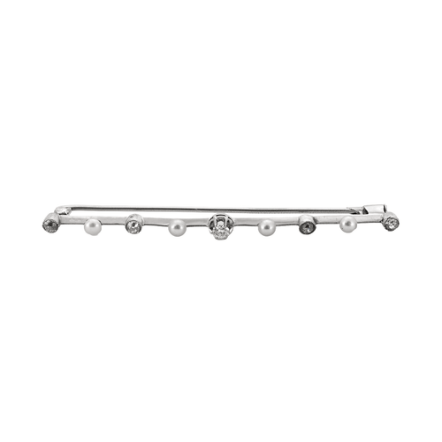 Broche Broche barrette - Broche en or blanc 18 carats, diamants et perles 58 Facettes BO/240007