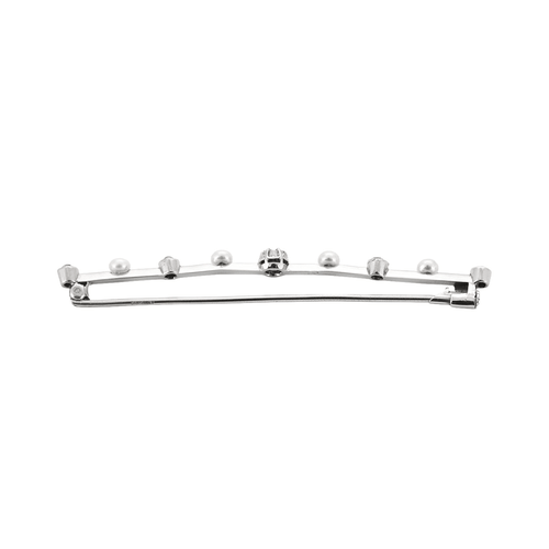 Broche Broche barrette - Broche en or blanc 18 carats, diamants et perles 58 Facettes BO/240007