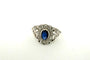 Bague 54 Anello en or jaune et blanc 18 kt avec saphir et diamants 58 Facettes 169/26 C