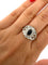 Bague 54 Anello en or jaune et blanc 18 kt avec saphir et diamants 58 Facettes 169/26 C
