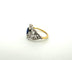 Bague 54 Anello en or jaune et blanc 18 kt avec saphir et diamants 58 Facettes 169/26 C