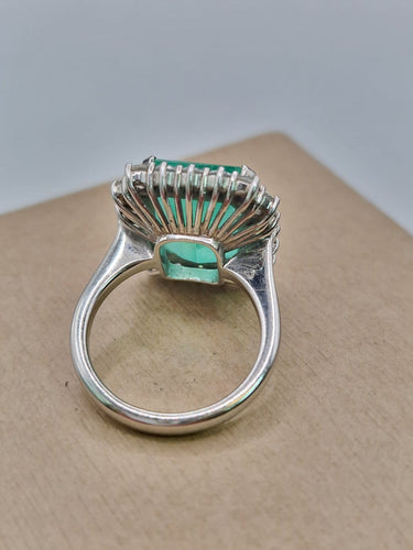 Bague 54 Bague émeraude octogonale en or blanc 18 kt 58 Facettes CV-056