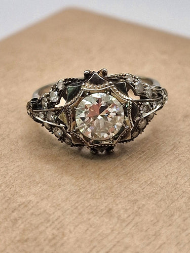 Bague 54 Bague solitaire ancienne en or blanc 750 et diamant 58 Facettes CV-058