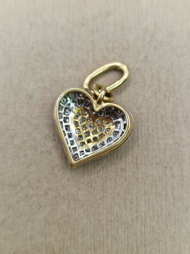 Pendentif Pendentif cœur en or jaune et blanc pavé de diamants 58 Facettes CV-058