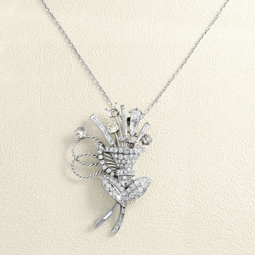 Broche Broche Gerbe Or blanc et Diamants 58 Facettes 65000017