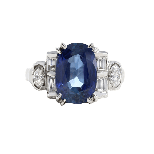 Bague 50 Bague Art déco en or blanc, saphir et diamants 58 Facettes 61100135