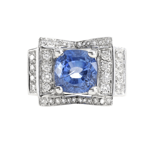 Bague 56 Bague en or blanc avec saphir et diamants 58 Facettes 61100163