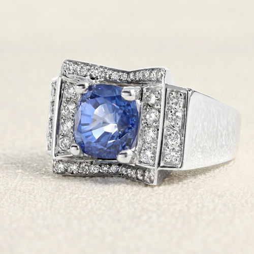 Bague 56 Bague Or blanc, Saphir et Diamants 58 Facettes 61100163