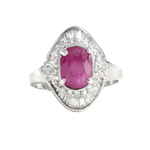 Bague 60 Bague en or blanc, rubis et diamants 58 Facettes 61600016