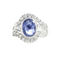 Bague 56 Bague en or blanc, saphir de Ceylan et diamants 58 Facettes 61A00017