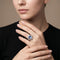 Bague 56 Bague Or blanc, Saphir de Ceylan et Diamants 58 Facettes 61A00017