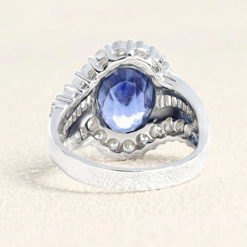 Bague 56 Bague Or blanc, Saphir de Ceylan et Diamants 58 Facettes 61A00017