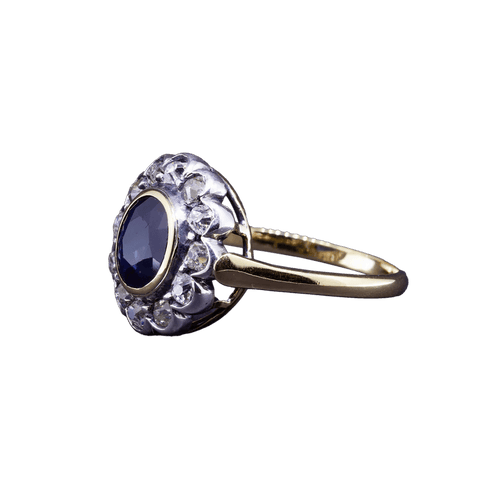 Bague Daisy - Bague vintage en or jaune saphir et diamants 58 Facettes RING - 007